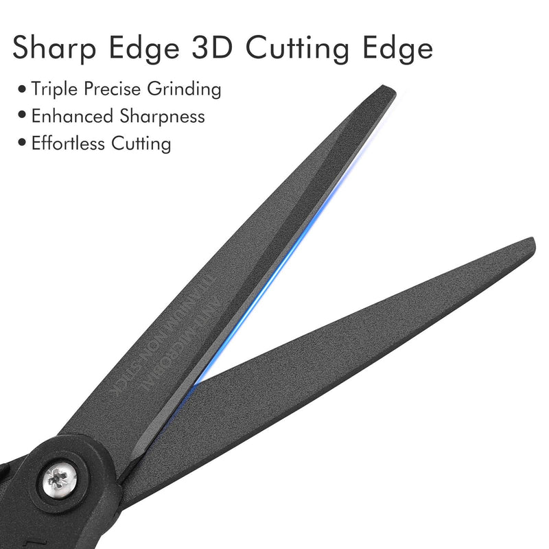 [Australia - AusPower] - LIVINGO 8" Premium Scissors for Office, Multipurpose Titanium Non-Stick Craft Scissors for DIY, Sharp Stainless Steel Blades Comfort Grip, 3 Pack 