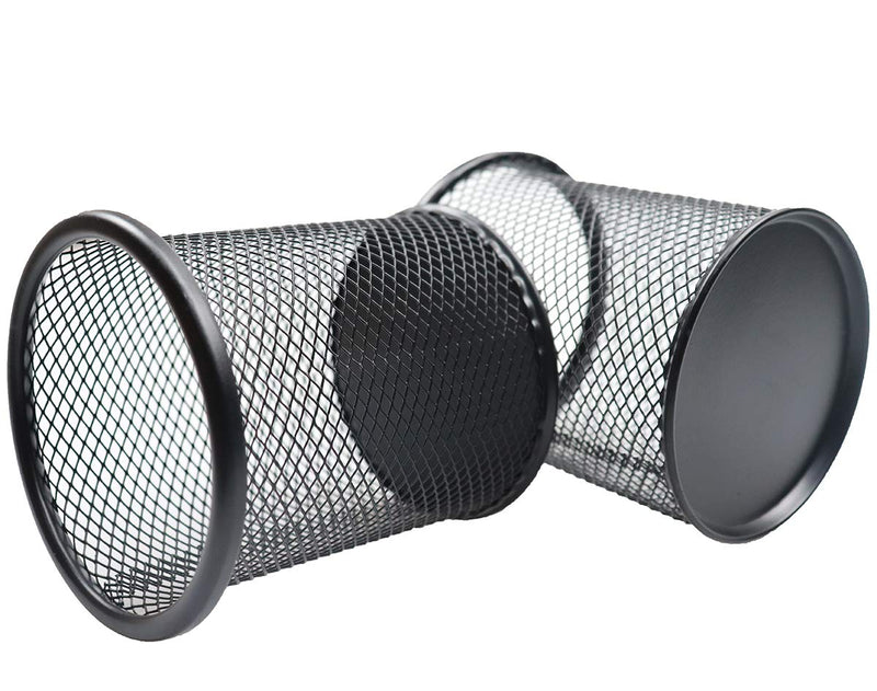 [Australia - AusPower] - Snow Cooler Pen Holder Mesh Pencil Holder Metal Pencil Holder for Desk Office Pen Organizer Black, 4 Pack 4 Pack Circle 