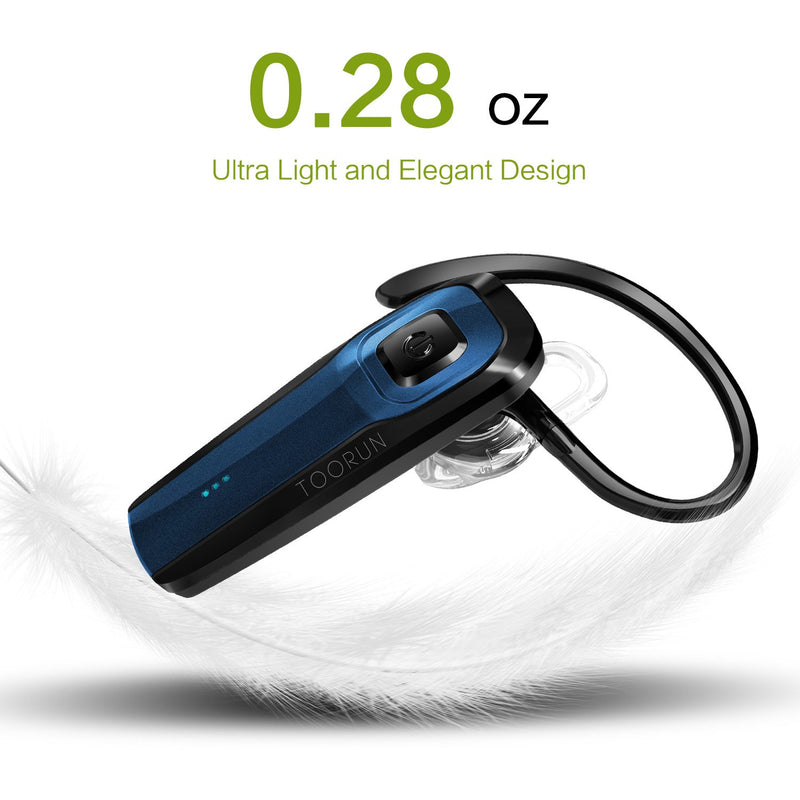 [Australia - AusPower] - TOORUN M26 Bluetooth Headset V5.0 Earpiece with Noise Cancelling-Blue 