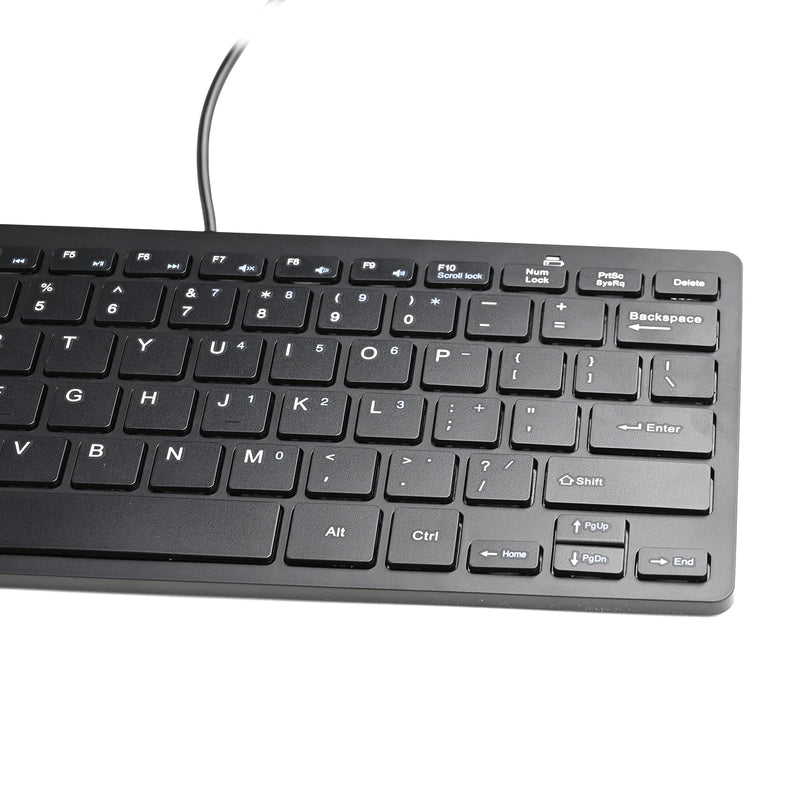 [Australia - AusPower] - 2021 Upgraded Powboro PC Computer Laptop Mini USB Wired Keyboard for Mac and Windows 78 Scissor Keys Small Super Thin Compact Multimedia Keyboard (Black) Black 