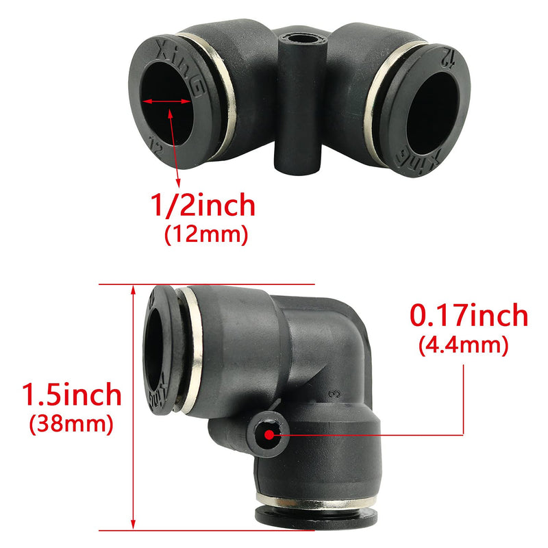 [Australia - AusPower] - HJ Garden 5PCS 1/2 inch L-type Tube OD Push to Connect Tube Fittings Push Lock Two-way Pneumatic Quick-connect Coupling 