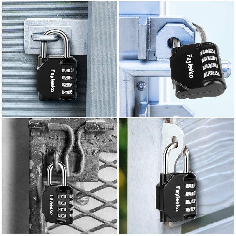 [Australia - AusPower] - Combination Lock, 4 Digit Combination Padlock for School Gym Sports Locker, Fence, Toolbox, Case, Hasp Cabinet Storage (2 Pack, Black) 2 Pack 