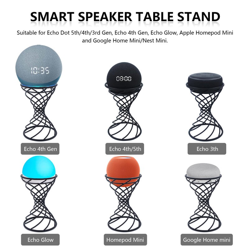 [Australia - AusPower] - Dutiplus Smart Speaker Table Stand Decorative Holder for Echo Dot 3rd/4th/5th Gen, Echo 4th/5th Gen, Echo Glow, Apple Homepod Mini and Google Home Mini/Nest Mini(Matte Black) Matte Black 