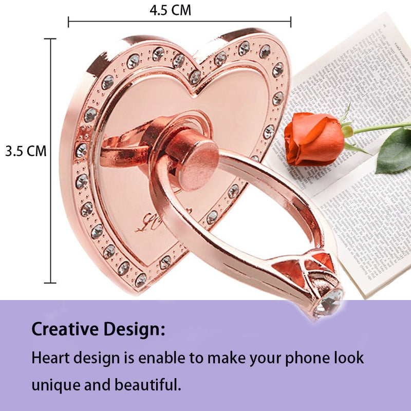 [Australia - AusPower] - IHUIXINHE Phone Ring Holder, Universal Phone Stand, 4PCS 360° Rotation 3D Aluminium Alloy Ring Grip for iPad, iPhone X iPhone 8, 8Plus, 7, 7Plus, Samsung S9 Note8, Huawei All Cell Phone (Heart) 