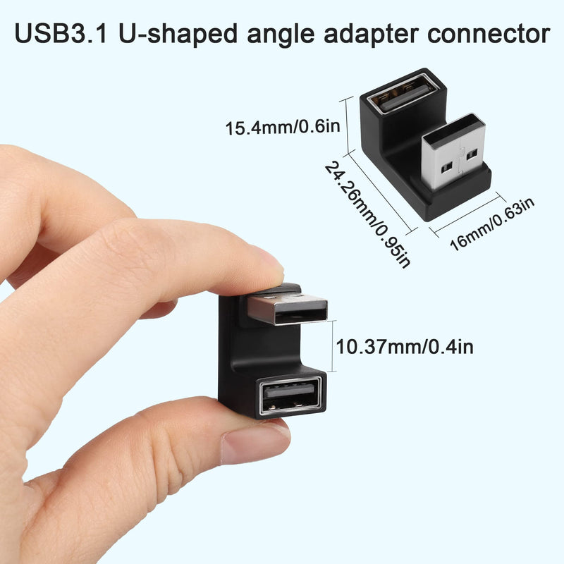[Australia - AusPower] - QIANRENON U-Shape Angle USB 3.1 Adapter Converter 10Gbps 180 Degree USB A Male to Female Coupler Connector, Support Data Transfer OTG 3A Charging, for PC Laptop Mobile Power, 2Pcs (Female Up) Female Up 