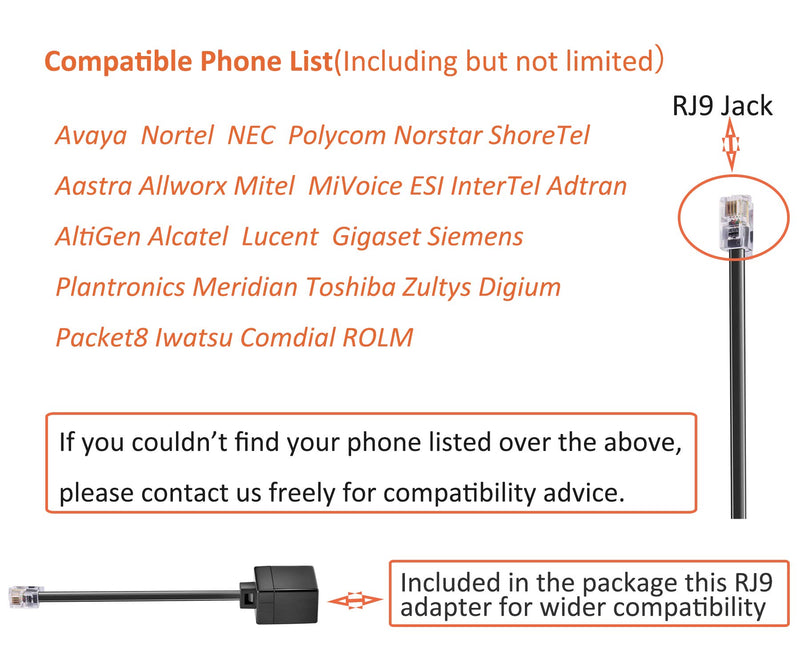 [Australia - AusPower] - Beebang Office Telephone Headset RJ9 Jack with Pro Noise Canceling Microphone and Mute Switch Controls for Plantronics Jabra Polycom Mitel Nortel Shoretel Aastra Avaya Alcatel Landline Phones 