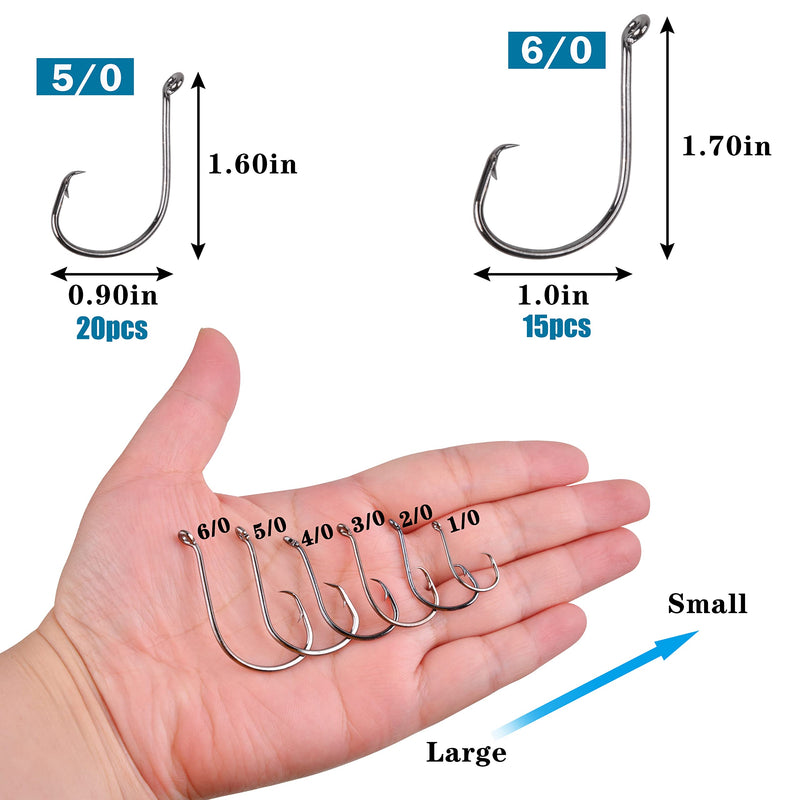 [Australia - AusPower] - Saltwater Circle Hooks Kit, Catfish Fishing Hooks 2X Strong Octopus Offset Fishing Hooks with 5pcs Power Clips High Carbon Steel Fish Hooks Assortment 155pcs Circle Hooks and Clips Kit 