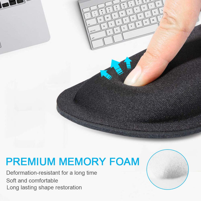 [Australia - AusPower] - TECKNET Ergonomic Gaming Office Mouse Pad Mat Mousepad with Rest Wrist Support - Non-Slip Rubber Base - Special-Textured Surface (Black) Black 