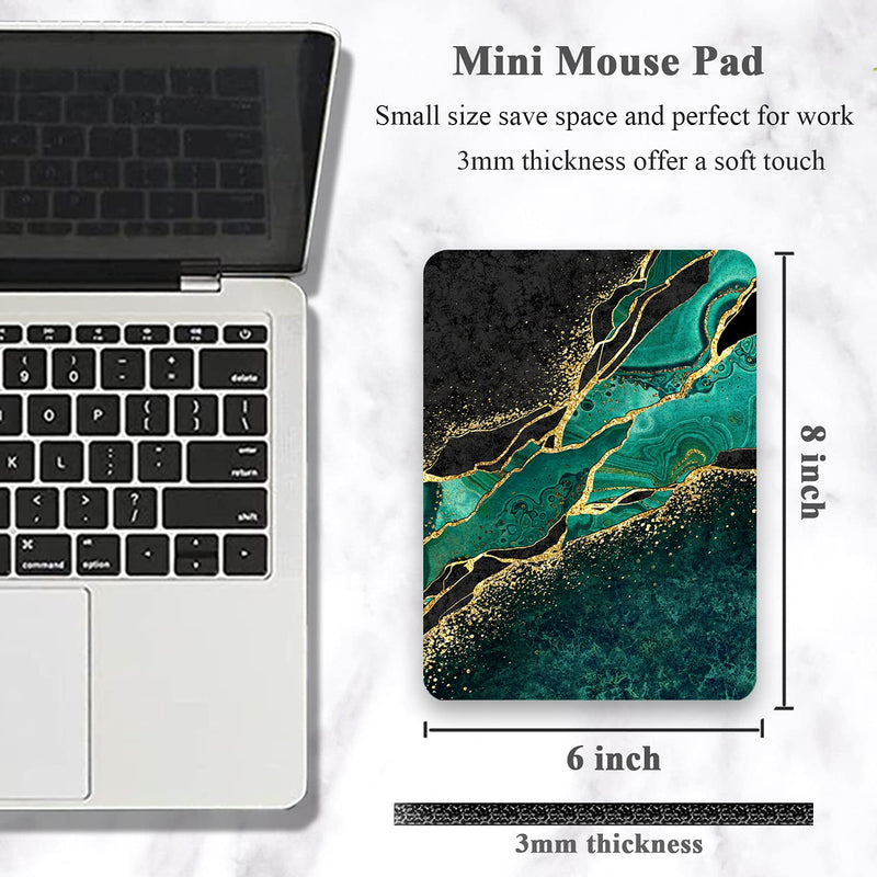 [Australia - AusPower] - Atufsuat Small Mouse Pad, Mini Pad 6 x 8 in, Thick Rubber Waterproof Mat, Cute Mousepad Wireless Tray Home Office Travel, Teal Green Gold Marble, Square-20x15CM-Green Luxury Teal Marble 