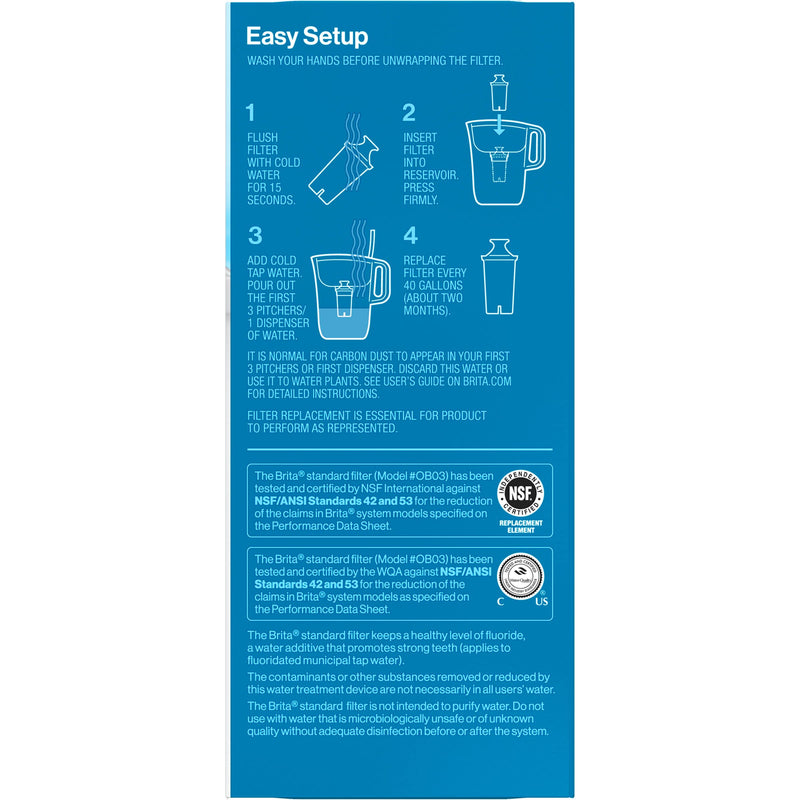 [Australia - AusPower] - Brita Standard Water Filter, Standard Replacement Filters for Pitchers and Dispensers, BPA Free, 3 Count 3 Count (Pack of 1) 