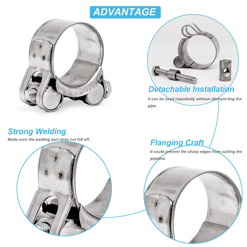 [Australia - AusPower] - AKIHISA 4 Pack 40-43mm ID Range T-Bolt Hose Clamp,304 Stainless Steel Heavy Duty Tube Clamp 1.57 to 1.69 Inch 40-43mm 4pack 