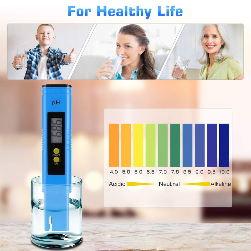 [Australia - AusPower] - PH Meter for Water Hydroponics Digital PH Tester Pen 0.01 High Accuracy Pocket Size with 0-14 PH Measurement Range for Household Drinking, Pool and Aquarium (Blue) Blue 