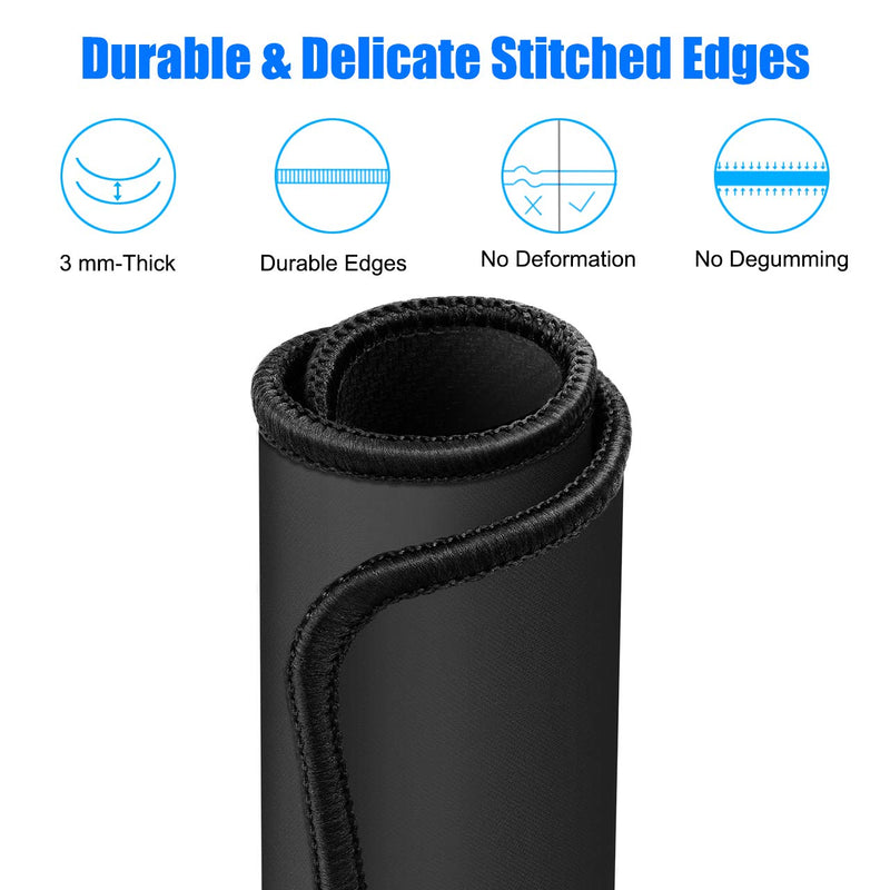 [Australia - AusPower] - JIKIOU 3 Pack Mouse Pad with Stitched Edge, Comfortable Mouse Pads with Non-Slip Rubber Base, Washable Mousepads Bulk with Lycra Cloth, Mouse Pads for Computers Laptop Mouse 10.2x8.3x0.12inch Black 