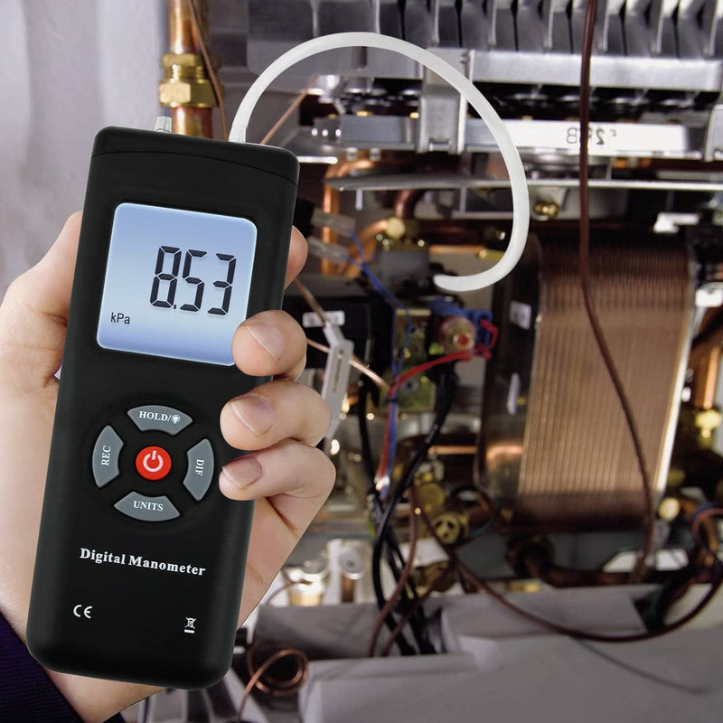 [Australia - AusPower] - GAIN EXPRESS Professional Dual-Port Manometer, Handheld HVAC Gas Pressure Meter, Differential Pressure Gauge, Large LCD with Backlight 