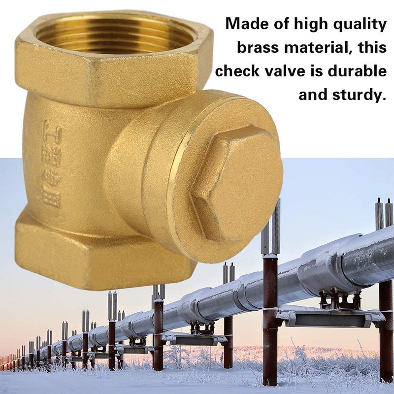 [Australia - AusPower] - Check Valve, DN32 BSP 1-1/4" Female Thread Brass Non-return Swing Check Valve 232PSI Prevent Water Backflow 3.3 x 2.8inch 