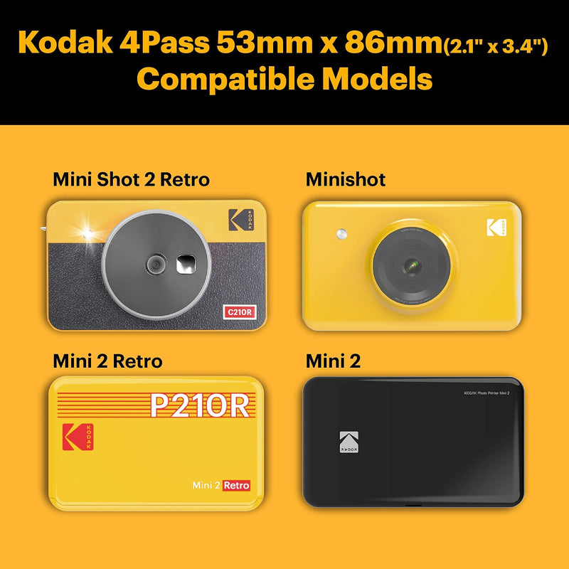 [Australia - AusPower] - KODAK 60 Pack 4PASS Real Photo (2.1"x3.4") & Laminate Process Cartridge, All-in-One Paper and Color Ribbon Refill-Compatible Mini 2, Mini 2 Plus, Mini 2 Retro, Mini Shot, Mini Shot 2 Retro 