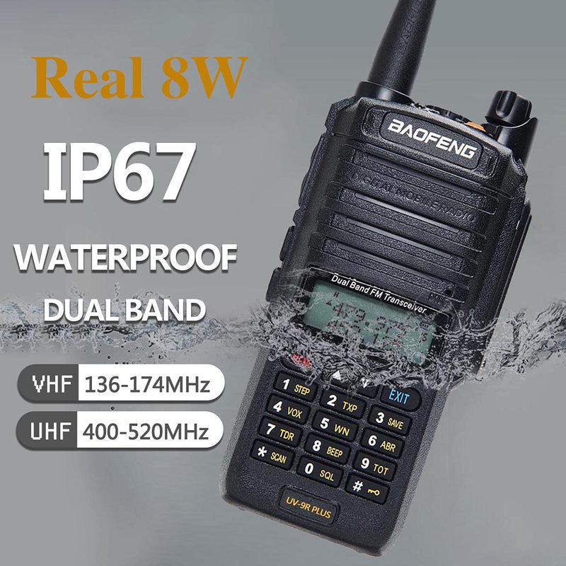 [Australia - AusPower] - Baofeng UV-9R Plus Tri-Power 8W Walkie Talkie （Upgrade UV-5R） IP67 Waterproof UHF/VHF Dual Band Transceiver Two Way Radio 【Set1】1Pack 