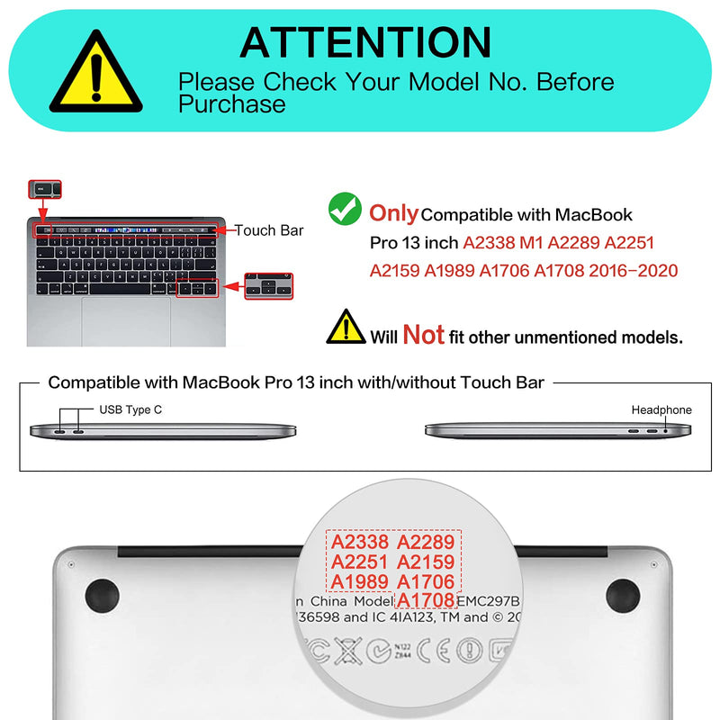 [Australia - AusPower] - MOSISO Compatible with MacBook Pro 13 inch Case 2020-2016 Release A2338 M1 A2289 A2251 A2159 A1989 A1706 A1708, Plastic Hard Shell Case & Keyboard Cover Skin & Wipe Cloth, Avocado Green 