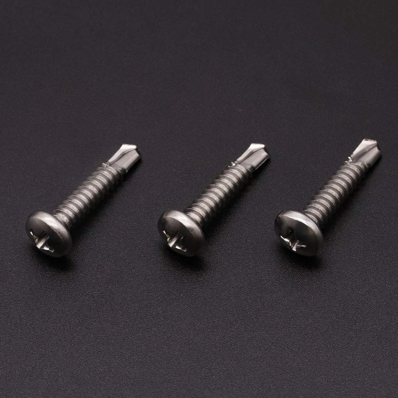[Australia - AusPower] - Stainless Steel Pan Head Self Drilling Screws #6 x 1/2" (3/8" to 3-1/2" Lengths Available) 100 PCS, Phillips Drive Self Tapping Screws Sheet Metal Screws, Full Thread #6 x 1/2" （100 PCS) 