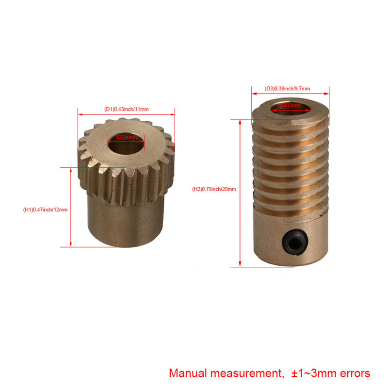 [Australia - AusPower] - CNBTR 5mm Bore Hole Diameter Brass Gear Shaft with 20 T Wheel 0.5 Modulus Set Drive Gear Box Shaft 