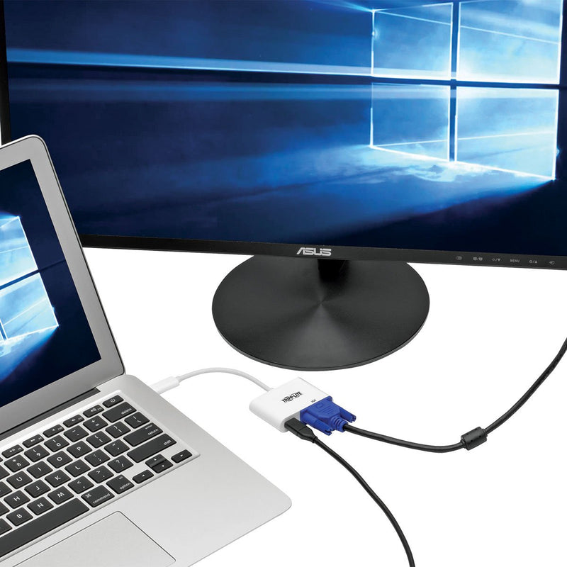 [Australia - AusPower] - Tripp Lite USB C to VGA Video Adapter Converter 1080p w/ USB-C PD Charging Port, USB Type C, Thunderbolt 3 Compatible, USB Type-C 6in (U444-06N-V-C) VGA + Charging Port 