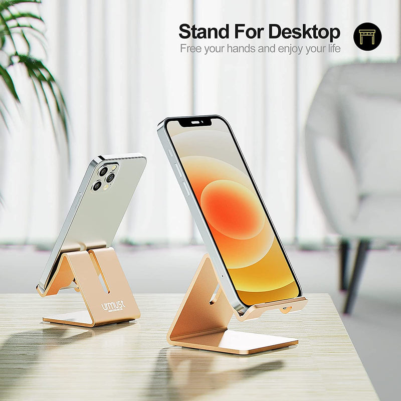 [Australia - AusPower] - Desk Cell Phone Stand Holder Aluminum Phone Dock Cradle for iPhone 13 12 11 Pro Xs Max Xr X 8 7 6 6s Plus 5 5s 5c, Office Decor Office Supplies Accessories Desk (Gold) F-Gold 