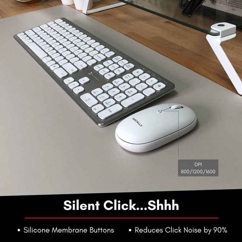[Australia - AusPower] - Macally Wireless Bluetooth Mouse for Laptop and Desktop PC - Simple Rechargeable Wireless Bluetooth Mouse for MacBook Pro Air, Mac iPad, Android - Compatible Apple Mouse Wireless Silent Quiet 