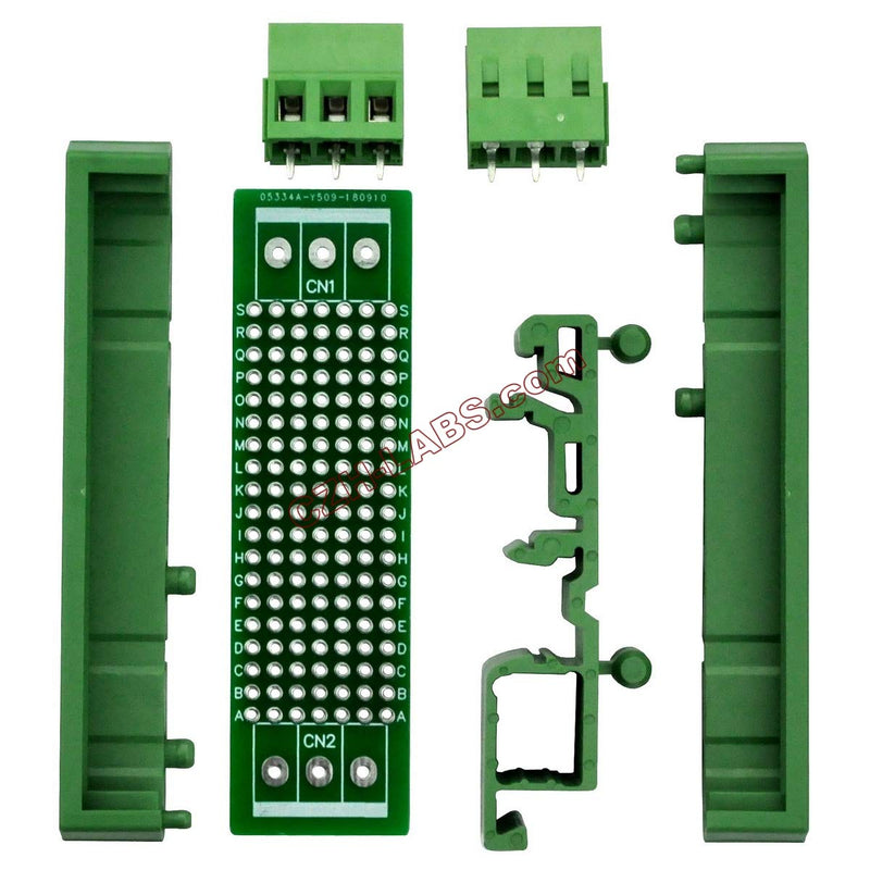 [Australia - AusPower] - CZH-LABS DIN Rail Mounting Carrier Housing with Prototype Board, PCB Size 20.3mm x 73mm. 