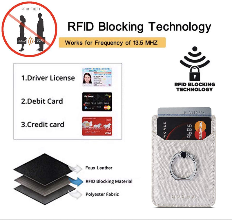 [Australia - AusPower] - Card Holder for Back of Phone Ring Stand Cell Phone Stick on Wallet Credit Finger for iPhone/Samsung/Smartphone(Blue) Blue 