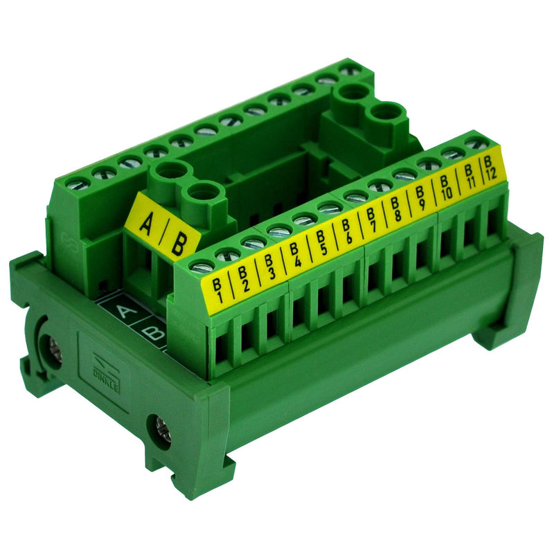 [Australia - AusPower] - OONO DIN Rail Mount 30A/300V 2x12 Position Screw Terminal Block Distribution Module. 