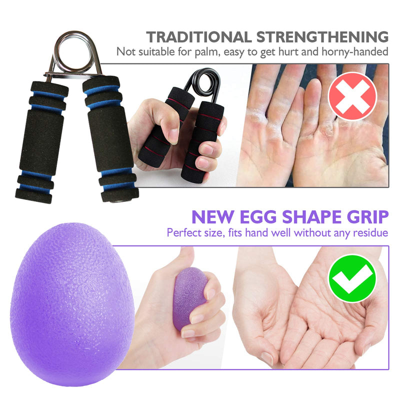 [Australia - AusPower] - Peradix Hand Grip Strength Trainer, Stress Relief Ball for Adults and Kids, Wrist Rehab Therapy Hand Grip Equipment Ball Squishy - Set of 3 Finger Resistance Exercise Squeezer Purple Green Black 