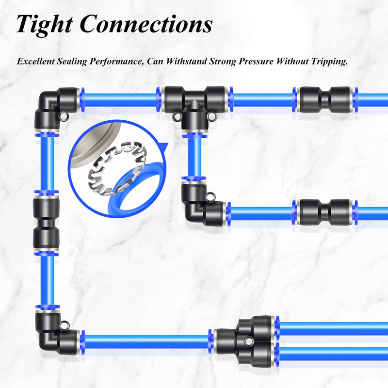 [Australia - AusPower] - TAILONZ PNEUMATIC Blue 3/8 inch OD Tee Plastic Push to Connect Fittings 3 Ways Tube Connect Push Fit Push Lock PE-3/8(Pack of 10) 3/8"OD 