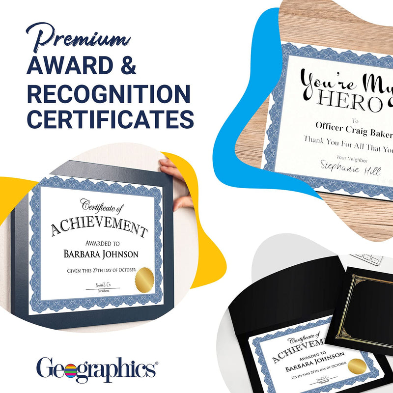 [Australia - AusPower] - Geographics Optima Blue Blank Award Certificate Paper with Gold Foil Seals, 8.5 x 11", Seal 1.75" (Pack of 25) 