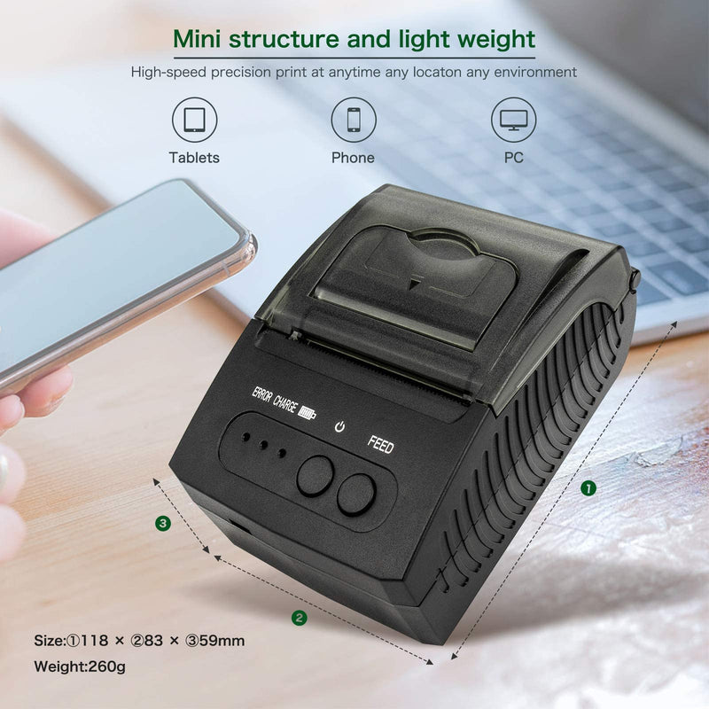 [Australia - AusPower] - NETUM Bluetooth Receipt Printer, Portable 58mm Mini Thermal Pos Printer, Compatible with Android/Windows 