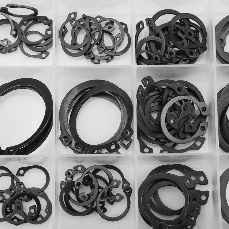 [Australia - AusPower] - Yosoo Health Gear Assortment Circlip Kit 3mm-32mm 150Pcs, External Circlips Snap Ring, Snap Rings Assortment, 18 Sizes, Black C-Clip External Retaining Ring with Plastic Sorting Box 