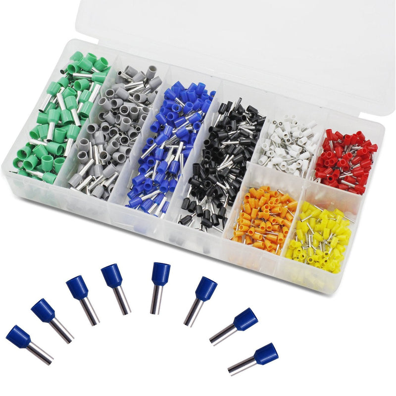 [Australia - AusPower] - EL-SKY 800pcs Assortment Ferrule Wire Copper Crimp Connector, Wire Terminals Kit, Wire Connector Kit, Insulated Cord Pin End Terminal AWG 22-10 Kit 