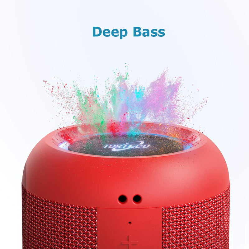 [Australia - AusPower] - Portable Wireless Speaker Bluetooth Outdoor Speakers, Torteco E7-L Small Speakers Waterproof, Rich Bassup, WiFi Saround Sound Speakers, 33 Foot Wireless Range, Bluetooth Speaker for Home,Travel Red 