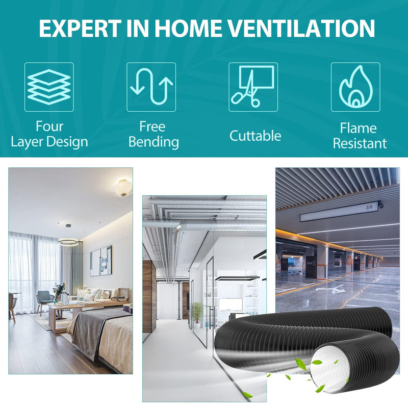 [Australia - AusPower] - 8 Inch Kitchen Ventilation Fan Kit - 8" Exhaust Fan + 8â€œ 8FT Dryer Vent Hose for Home Office Inductrial HVAC System Ventilation Use 