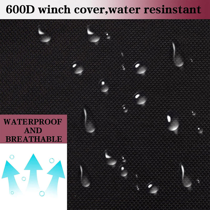 [Australia - AusPower] - CORRBPEN Winch Cover Waterproof and snowproof Heavy Duty 600D Breathable Oxford Fabric Dust-Proof Winch Protection Cover, Compatible with Most 8500-17500 Lbs Electric Winches for JK accessories etc. 