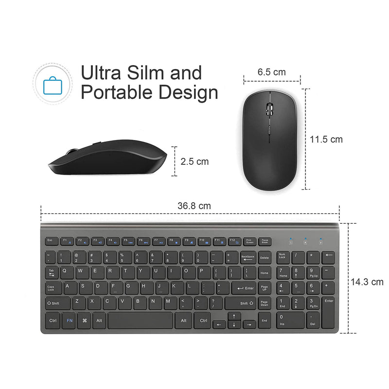 [Australia - AusPower] - Wireless Keyboard and Mouse,J JOYACCESS 2.4G Ergonomic and Slim Wireless Keyboard Mouse Combo Designed for Computer,Windows, PC, Laptop,Tablet - Black Grey 