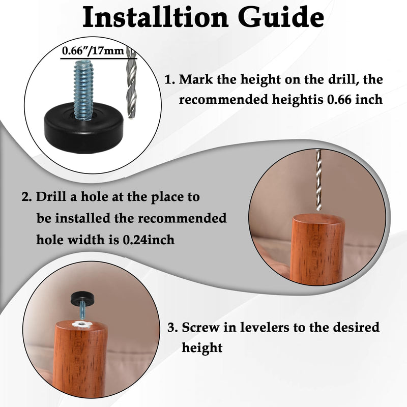 [Australia - AusPower] - Aifeier ET 1/4" Thread Furniture Leveling Feet, Adjustable Furniture Feet Threaded Screw in Glide Levelers for Chairs, Furniture Legs, Tables(1/4"-18), 16 Pcs 