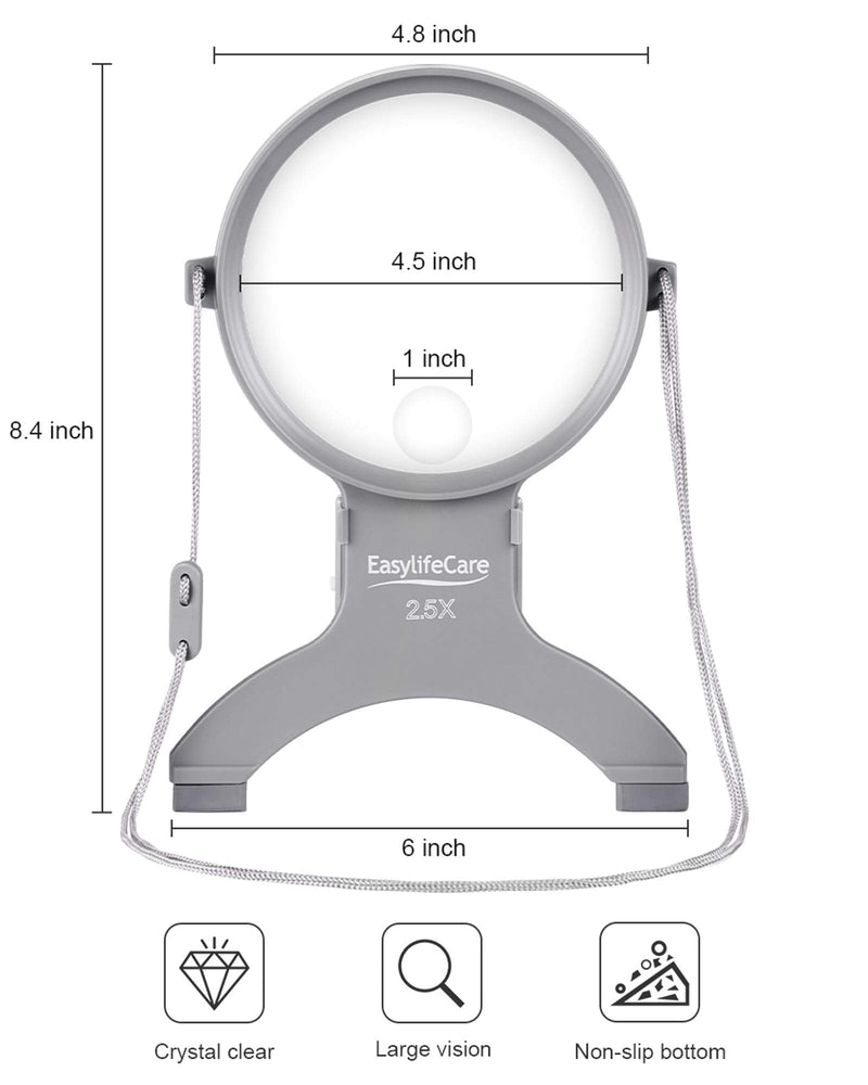 [Australia - AusPower] - EasyLifeCare Hands Free Chest Rest LED Magnifier - Neck Wear Visual Aid Illuminated Magnifying Glass for Low Vision & Visually Impaired Seniors - Portable - Gifts for Mom, Dad, Grandmother, Women, Men 