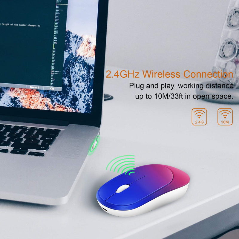 [Australia - AusPower] - Anivia 2.4G Rechargeable Wireless Mouse with USB Receiver, Portable Ultra-Thin Noiseless Mouse for Notebook, PC, Laptop, Computer, MacBook - Gradient 7F-0FNI-P8LL 
