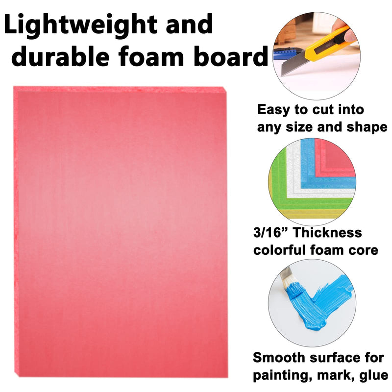 [Australia - AusPower] - 20Pack Foam Board for Projects, 3/16” Thickness 11”x15” Foam Cord Board, Colorful Foam Board Sheets Backing Polystyrene Poster Board for School Arts Crafts, Presentation 