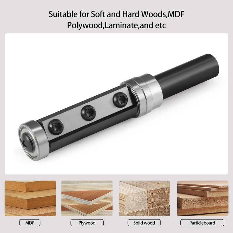 [Australia - AusPower] - Insert Carbide Top and Bottom Bearing Flush Trim Router Bit 1/2 Inch Shank, 3/4" Cut Dia, 2" Cutting Length,Spiral Flush Trim Pattern Template Router Bit Double Bearings for Wood Trimming 
