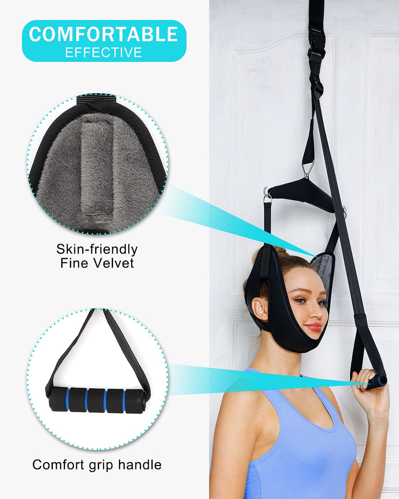 [Australia - AusPower] - Cervical Neck Traction Device Over Door for Home Use, Portable Neck Stretcher Hammock for Neck Pain Relief, Physical Therapy AIDS for Neck Decompressor. 