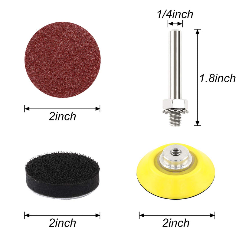 [Australia - AusPower] - Coceca 180pcs 2 Inches Sanding Discs Pad Kit for Drill Sander, Drill Sanding Attachment Sandpapers with Backer Plate a Quarter Inch Shank 