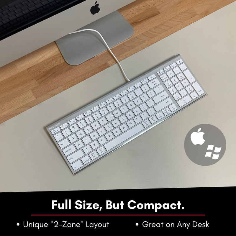 [Australia - AusPower] - Keyboard for Mac and Windows, Macally Apple Wired Keyboard Compatible - Slim, Space-Saving Design USB Keyboard with Numeric Keypad - Budget-Friendly Laptop, MacBook, iMac Keyboard Replacement 