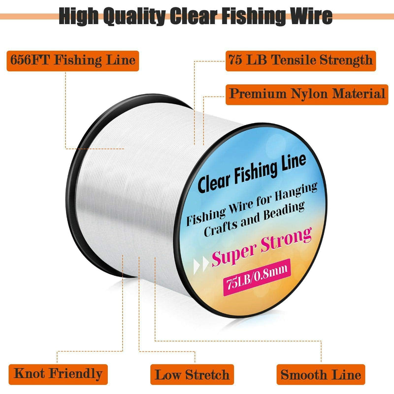 [Australia - AusPower] - Strong Fishing Line Clear, Acejoz Thick Fishing Wire 0.8mm Invisible Hanging Wire Heavy Duty Monofilament Line 70 Lb Test for Hanging Decoration Balloon Garland Crafts 