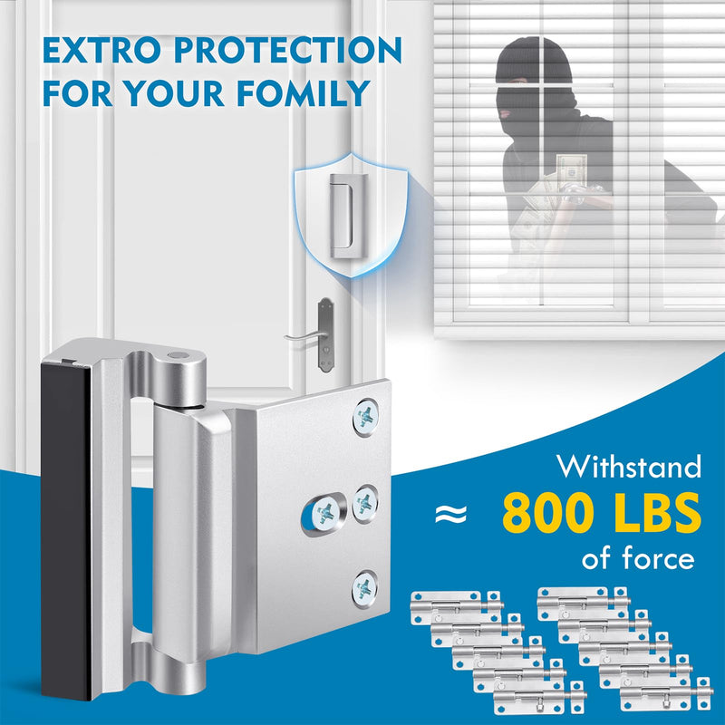 [Australia - AusPower] - DPD Home Security Door Reinforcement Lock - Child Proof Door Lock Flip Locks, 3 Pack Security Door Lock with 800lbs for Inward Swinging Door, Aluminum Finish -Silver 
